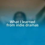 What I learned from indie dramas